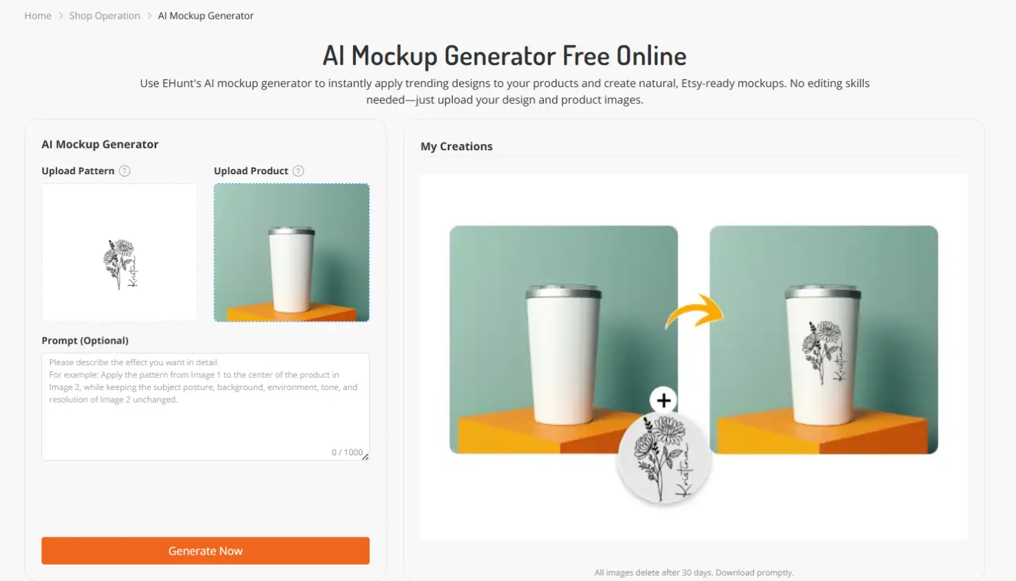 AI Mockup Generator – Create realistic product mockups without photo shoots